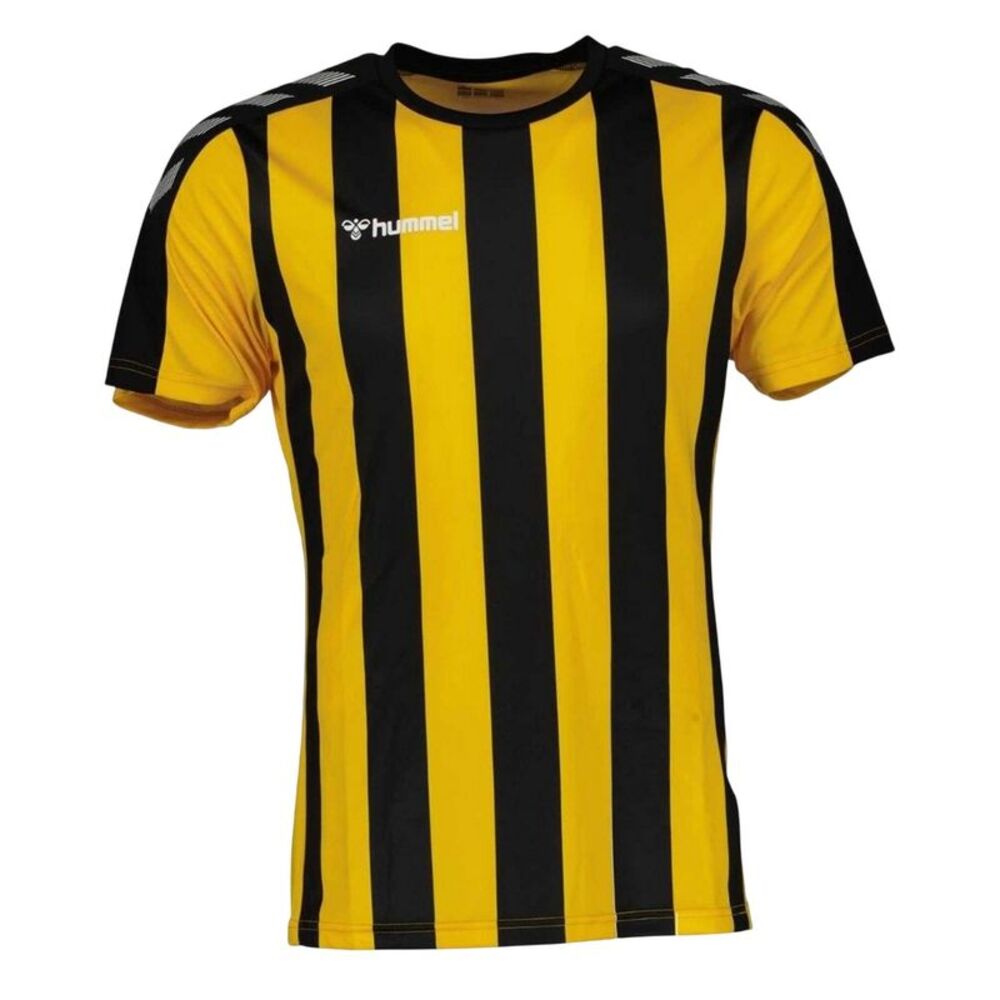 Hummel Mens Striped Logo T-Shirt / Black/Sports Yellow